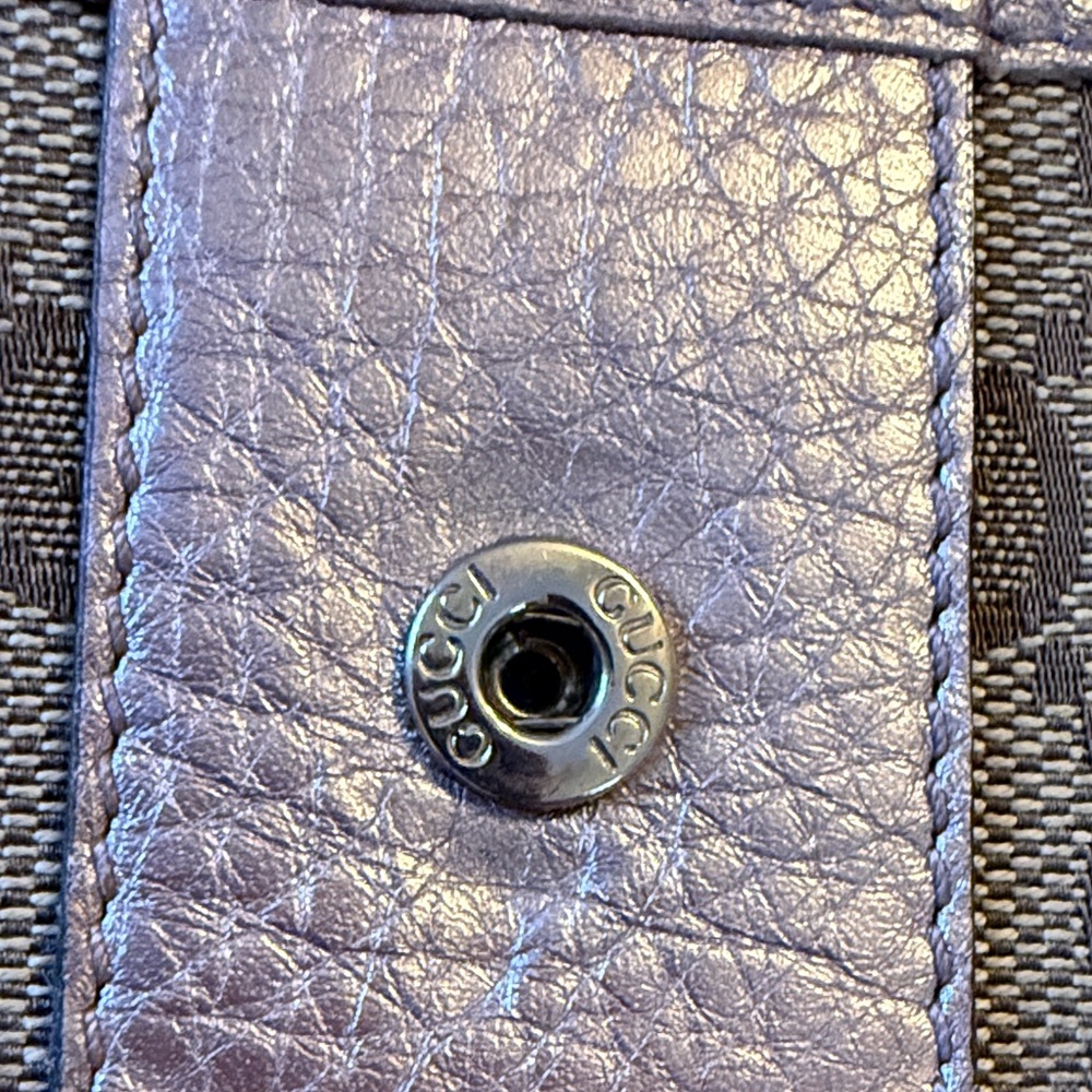 Authentic Gucci Brown Monogram Continental Wallet w/Metallic Taupe Strap & COA - Picture 13 of 16